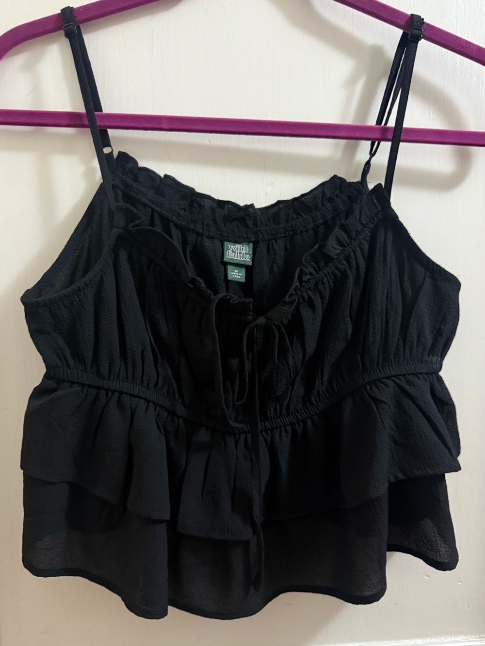 wild fable Black Ruffled Spaghetti Strap Camisole